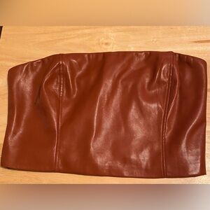 TCEC Faux Leather Dark Orange Brown Tube Top